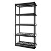 5-Shelf Heavy Duty Plastic Storage Shelves, 73' x 36' x 18', 750lb Capacity