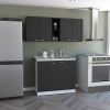 Luther Two Piece Kitchen Set, Wall Cabinet + Utility Sink Cabinet, Black/White