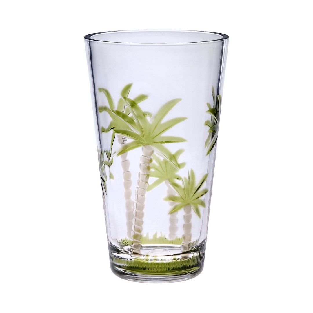 Palm Tree Design Acrylic Glasses Drinking Set of 4 Hi Ball (20oz), Plastic  Drink
