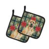 Fawn Boerboel Christmas PoinsettIas Pair of Pot Holders Pair 7.5x7.5 Quilted Insulated Hot Pads Decorative Kitchen Gift Made in USA