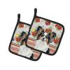 Tricoilor Papillon Vegetables Pair of Pot Holders Pair 7.5x7.5 Quilted Insulated Hot Pads Decorative Kitchen Gift Made in USA
