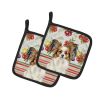 White with Sable Papillon Vegetables Pair of Pot Holders Pair 7.5x7.5 Quilted Insulated Hot Pads Decorative Kitchen Gift Made in USA