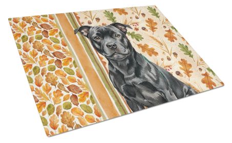 Black Staffordshire Bull Terrier Heirloom Fall Glass Cutting Board Decorative Tempered Glass Kitchen Cutting and Serving Board Large Size Chopping Boa