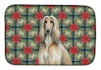 Afghan Hound Christmas PoinsettIas Dish Drying Mat Absorbent Dish Drying Mat Pad for Kitchen Counter Dish Drainer Mat for Countertop, 14 x 21"