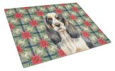 Parti Cocker Spaniel Christmas PoinsettIas Glass Cutting Board Decorative Tempered Glass Kitchen Cutting and Serving Board Large Size Chopping Board