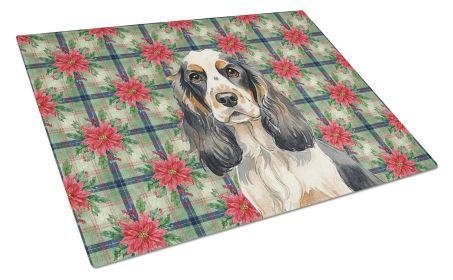 Parti Cocker Spaniel Christmas PoinsettIas Glass Cutting Board Decorative Tempered Glass Kitchen Cutting and Serving Board Large Size Chopping Board
