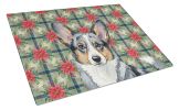 Blue Merle Cardigan Welsh Corgi Christmas PoinsettIas Glass Cutting Board Decorative Tempered Glass Kitchen Cutting and Serving Board Large Size Chopp