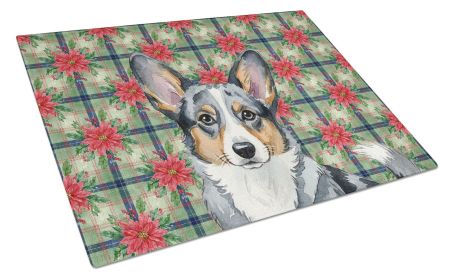Blue Merle Cardigan Welsh Corgi Christmas PoinsettIas Glass Cutting Board Decorative Tempered Glass Kitchen Cutting and Serving Board Large Size Chopp