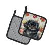Black Pekingese Vegetables Pair of Pot Holders Pair 7.5x7.5 Quilted Insulated Hot Pads Decorative Kitchen Gift Made in USA
