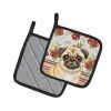 Fawn Pug Vegetables Pair of Pot Holders Pair 7.5x7.5 Quilted Insulated Hot Pads Decorative Kitchen Gift Made in USA