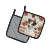 White with Black Markings Russell Terrier Vegetables Pair of Pot Holders Pair 7.5x7.5 Quilted Insulated Hot Pads Decorative Kitchen Gift Made in USA