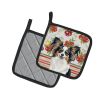 Tricoilor Papillon Vegetables Pair of Pot Holders Pair 7.5x7.5 Quilted Insulated Hot Pads Decorative Kitchen Gift Made in USA