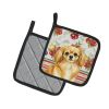 Gold Tibetan Spaniel Vegetables Pair of Pot Holders Pair 7.5x7.5 Quilted Insulated Hot Pads Decorative Kitchen Gift Made in USA
