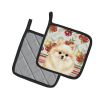 Cream Pomeranian Vegetables Pair of Pot Holders Pair 7.5x7.5 Quilted Insulated Hot Pads Decorative Kitchen Gift Made in USA