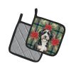 Berndoodle Christmas PoinsettIas Pair of Pot Holders Pair 7.5x7.5 Quilted Insulated Hot Pads Decorative Kitchen Gift Made in USA