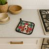 Red and White Basset Hound Christmas PoinsettIas Pair of Pot Holders Pair 7.5x7.5 Quilted Insulated Hot Pads Decorative Kitchen Gift Made in USA