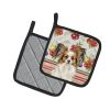 White with Sable Papillon Vegetables Pair of Pot Holders Pair 7.5x7.5 Quilted Insulated Hot Pads Decorative Kitchen Gift Made in USA