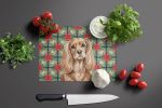 Ruby Cavalier Spaniel Christmas PoinsettIas Glass Cutting Board Decorative Tempered Glass Kitchen Cutting and Serving Board Large Size Chopping Board