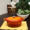 Orange Red Sunbust 7-Quart Enameled Cast Iron Dutch Oven with Lid