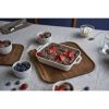 2 Piece Ceramic Stoneware Baking Dish Set in Ivory Cream Beige