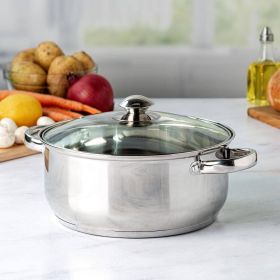 Round 5-Quart Stainless Steel Dutch Oven with Glass Lid