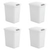 Set of 4 - White 8 Gallon Latch Top Kitchen Wastebasket Trash Can