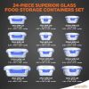 24-Piece Glass Food Storage Container Bakeware Set with Snap Locking Lids