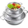 Colander Set of 3, Stainless Steel Micro-Perforated Colanders Strainers for Draining Rinsing Washing, Ideal for Pasta Vegetables Fruits