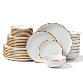 32 PCS Dinnerware Set Ceramic Plates and Bowls Sets Service for 8 White