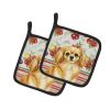 Gold Tibetan Spaniel Vegetables Pair of Pot Holders Pair 7.5x7.5 Quilted Insulated Hot Pads Decorative Kitchen Gift Made in USA