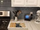 Black Staffordshire Bull Terrier Heirloom Fall Glass Cutting Board Decorative Tempered Glass Kitchen Cutting and Serving Board Large Size Chopping Boa