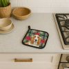 Lemon and White Basset Hound Christmas PoinsettIas Pair of Pot Holders Pair 7.5x7.5 Quilted Insulated Hot Pads Decorative Kitchen Gift Made in USA