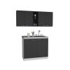 Luther Two Piece Kitchen Set, Wall Cabinet + Utility Sink Cabinet, Black/White
