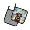Chocolate Labrador Retriever Luau Pair of Pot Holders Kitchen Heat Resistant Pot Holders Sets Oven Hot Pads for Cooking Baking BBQ, 7 1/2 x 7 1/2